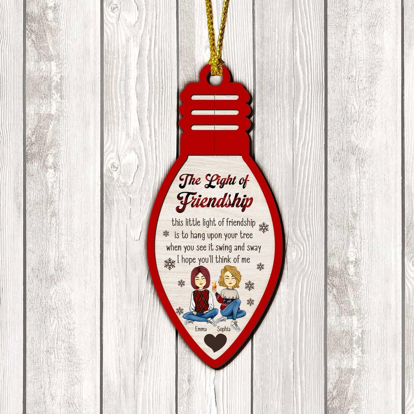 Best Gift for Besties - Custom Wood Ornament - 2 Layers