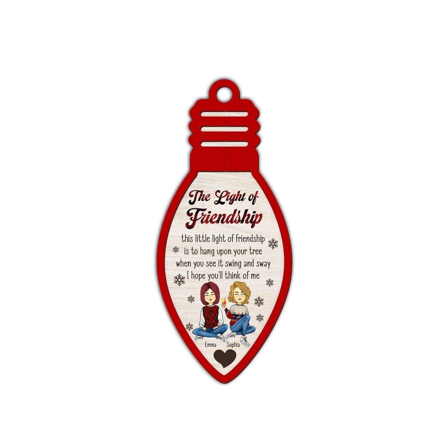 Best Gift for Besties - Custom Wood Ornament - 2 Layers