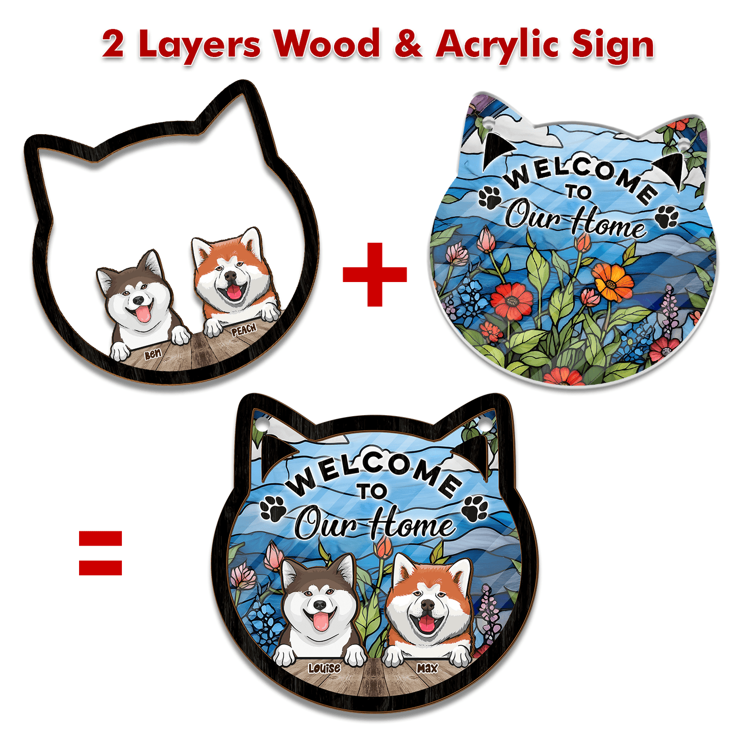 Welcome Home Door Sign - Personalized Hanging Door Suncatcher Sign