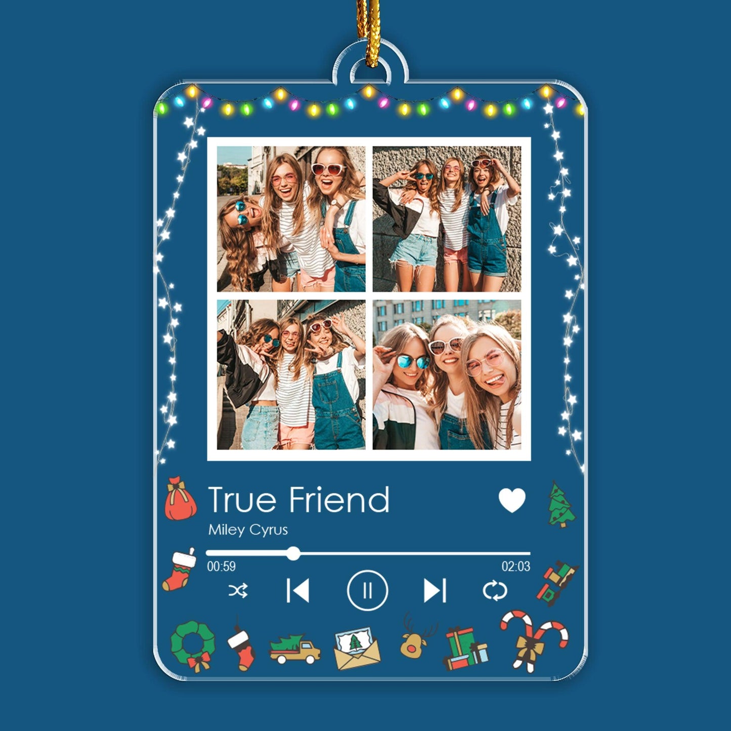 Upload Photos Besties Songs - Personalized Christmas Ornament