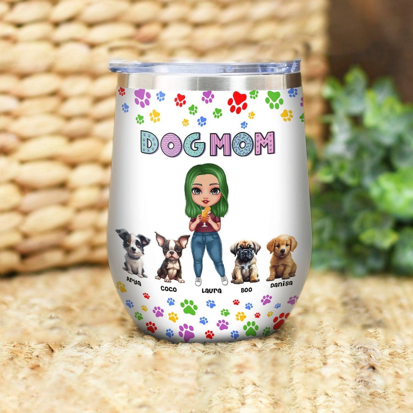 Personalized Dog Mom, Funny Changing Dogs Wine Tumbler - Gift for Her