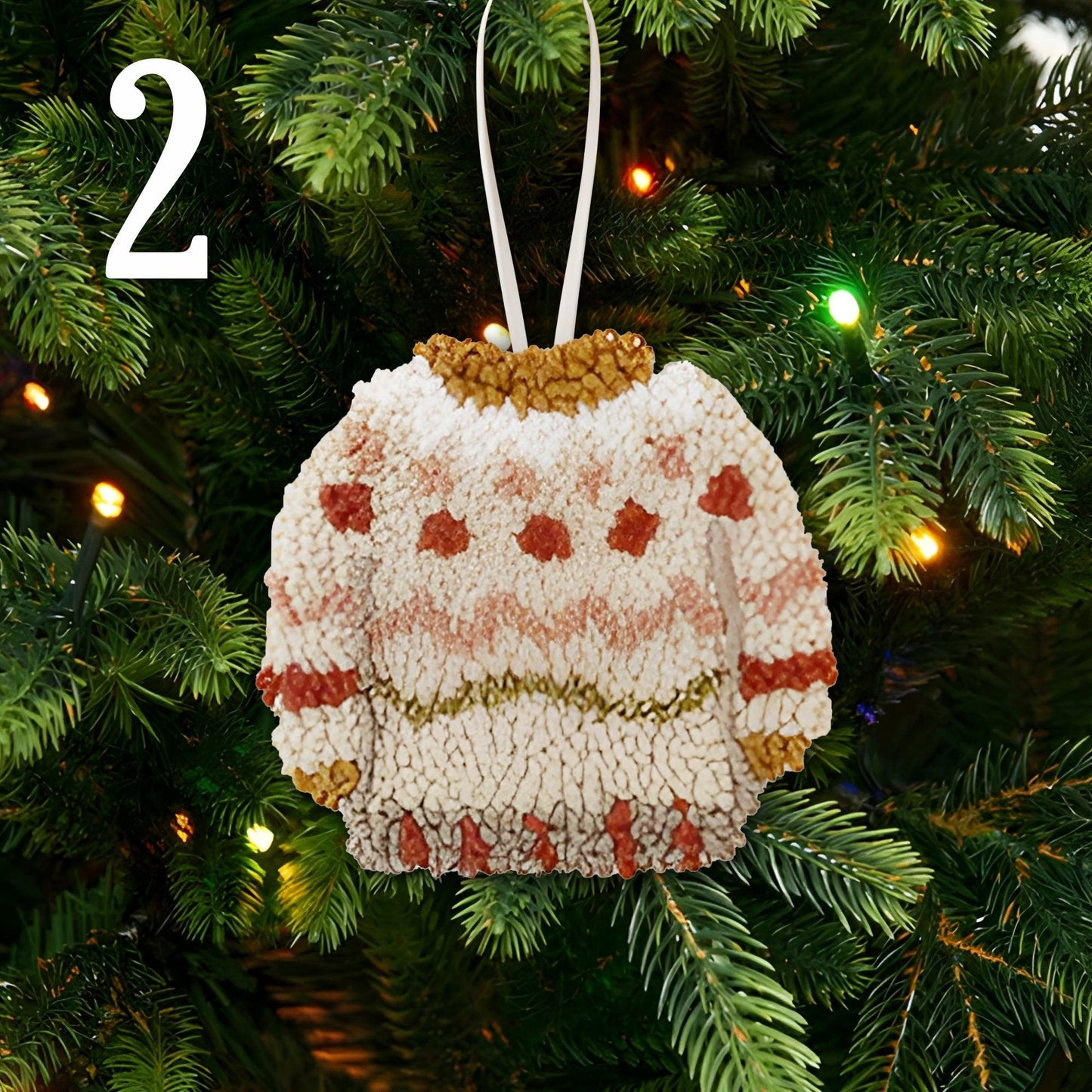 Cozy Christmas Icon In Yarn Texture - Punch Needle Ornament