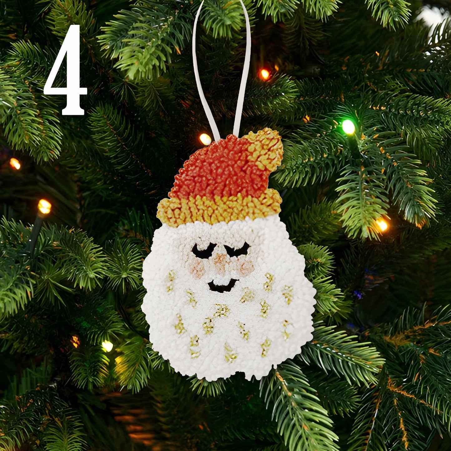 Cozy Christmas Icon In Yarn Texture - Punch Needle Ornament