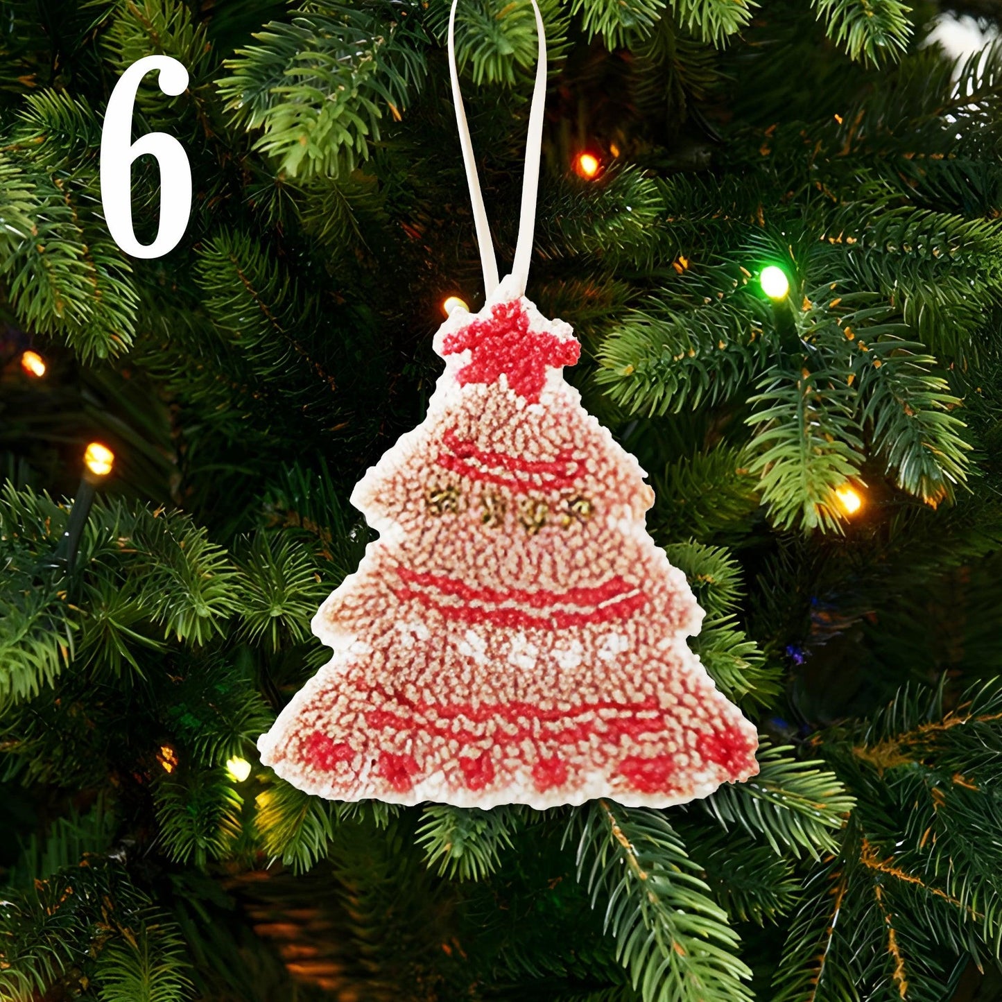 Cozy Christmas Icon In Yarn Texture - Punch Needle Ornament
