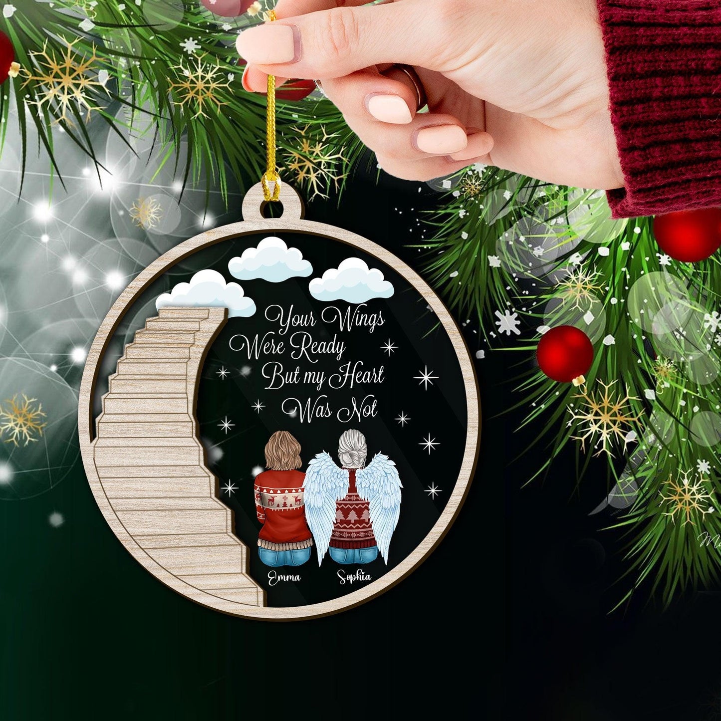 Wings Not Memorial - Custom Shape Wood and Acrylic Ornament Gift