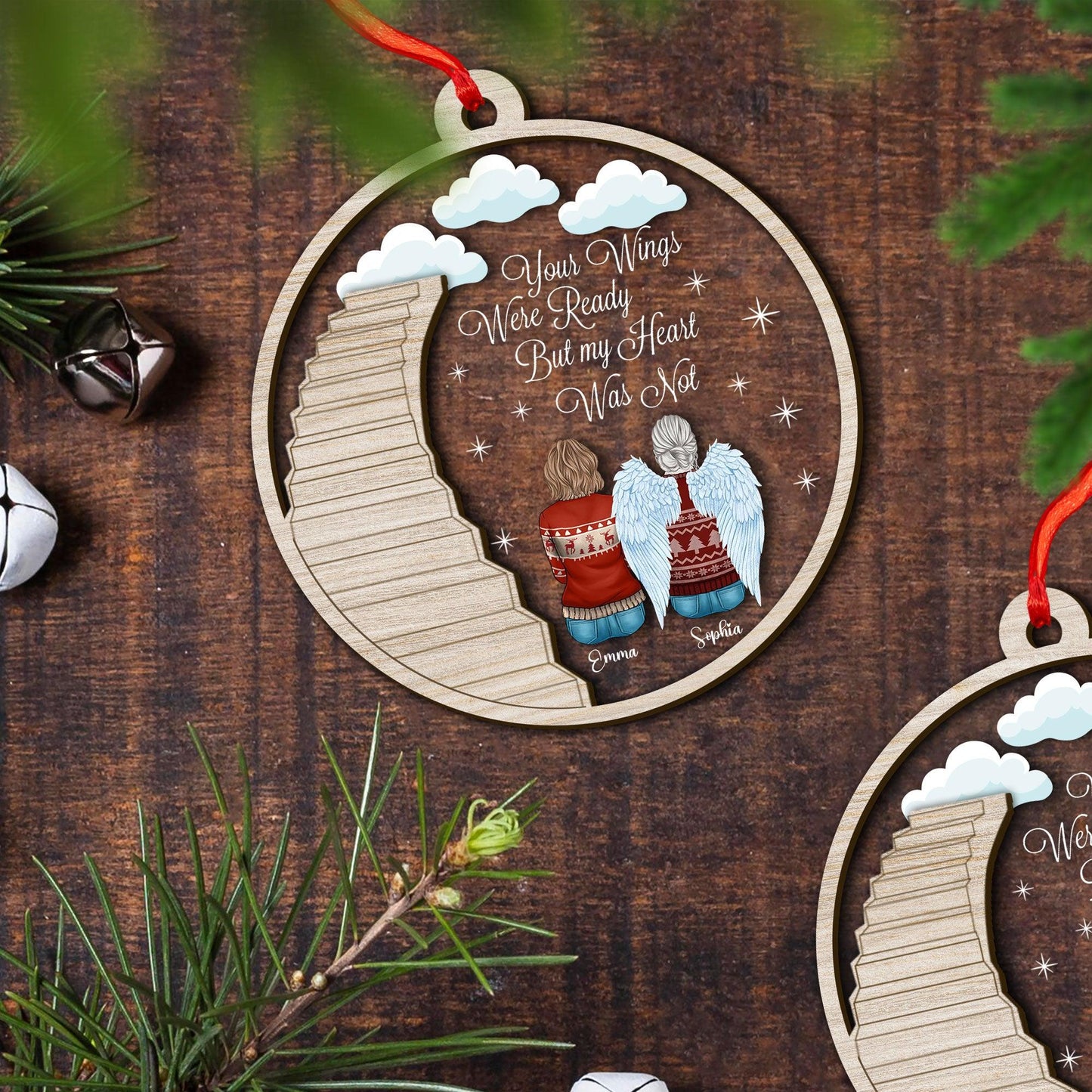 Wings Not Memorial - Custom Shape Wood and Acrylic Ornament Gift