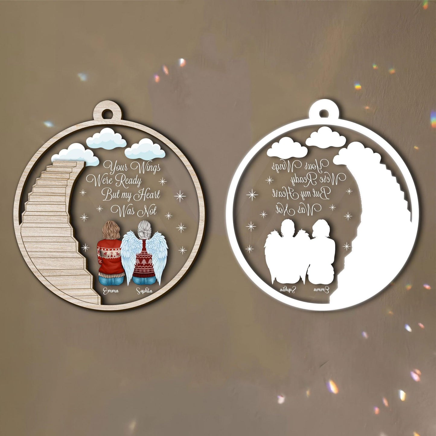 Wings Not Memorial - Custom Shape Wood and Acrylic Ornament Gift