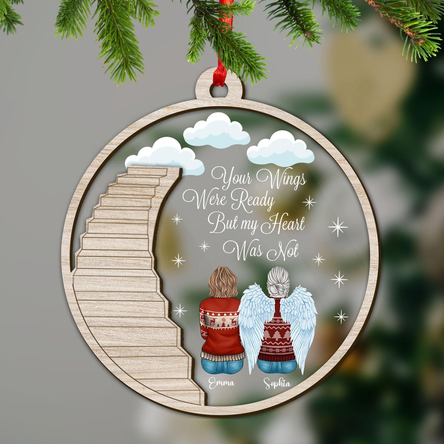 Wings Not Memorial - Custom Shape Wood and Acrylic Ornament Gift