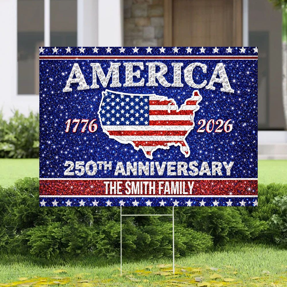 America 250 Birthday 1776-2026 Garden Yard Sign - Personalized Graduation Lawn Sign With Stake