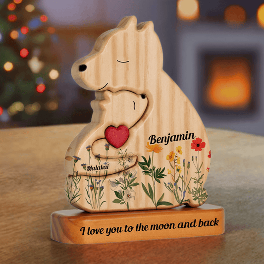 Flower Single Parent Bear Puzzle - Christmas Pet Carvings