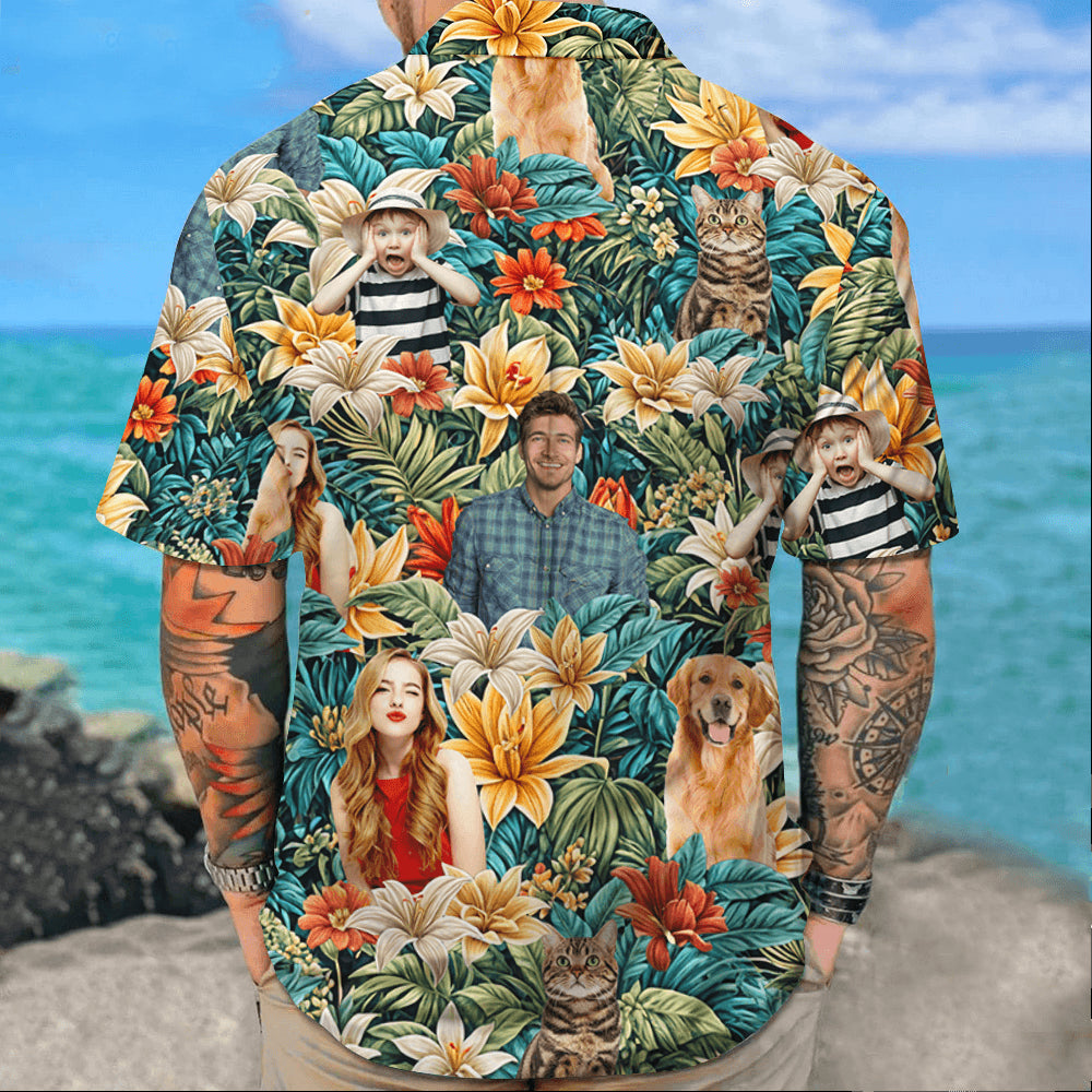 Personalized Jungle Family Photo Name - Custom Hawaiian Shirt
