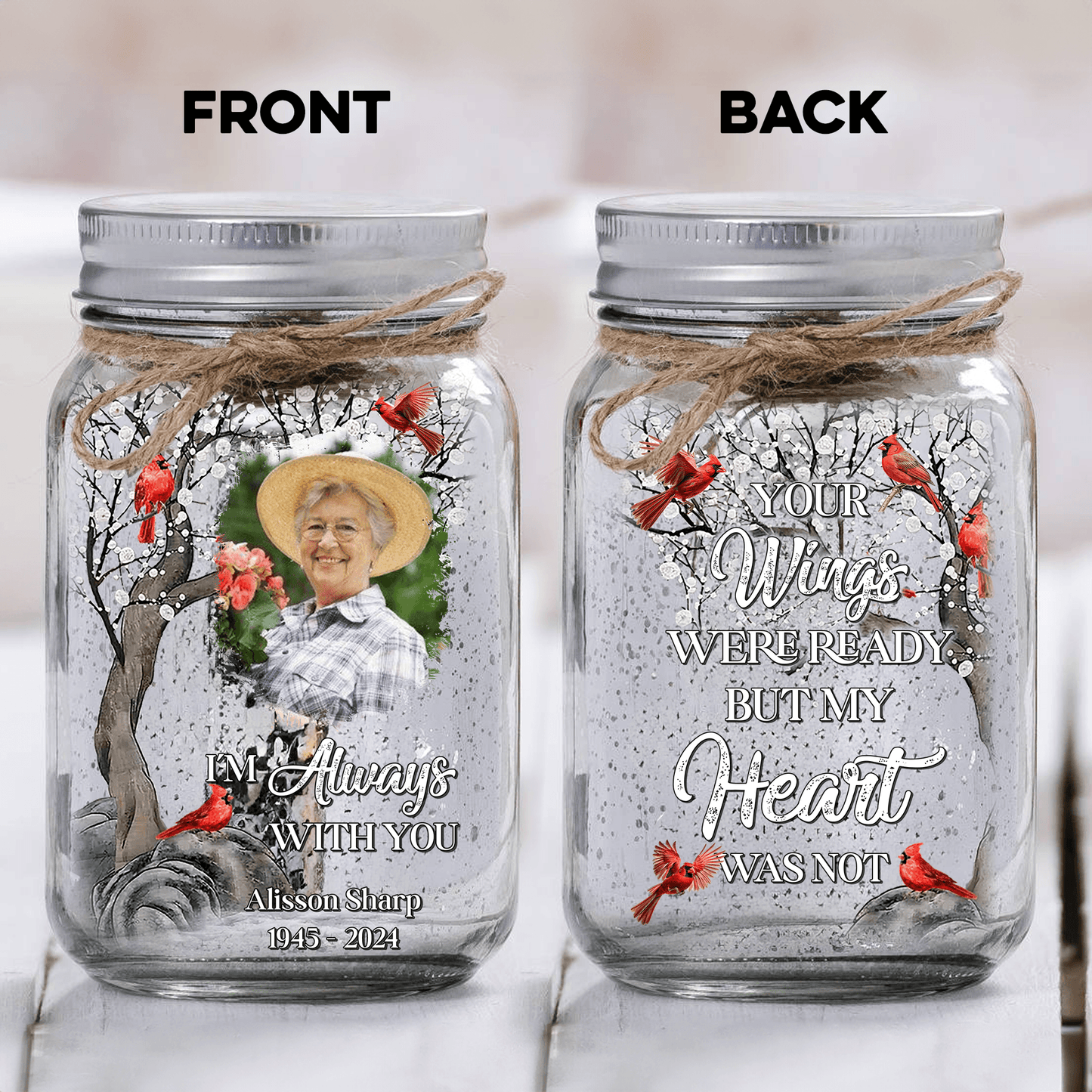 I am Always With You Memorial Jar Light - Personalized Mason Jar Light