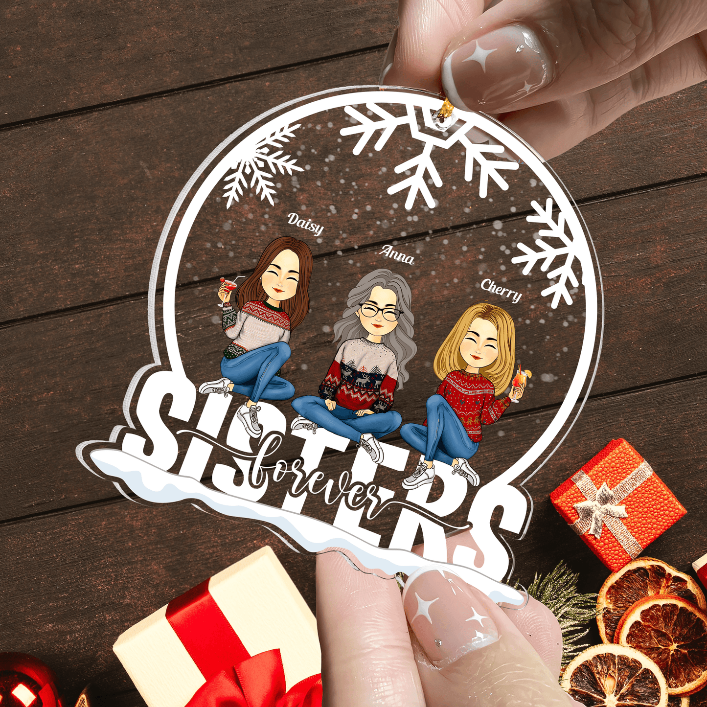 Sisters Forever - Personalized Custom Shaped Acrylic Ornament