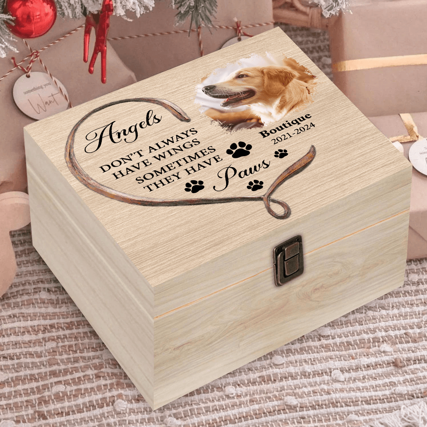Paw Wings Pet Memorial Box - Memorial Treasure Keepsake Box