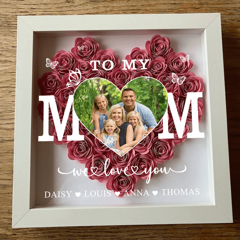 To My Mom - Personalized Heart Monogram Flower Box