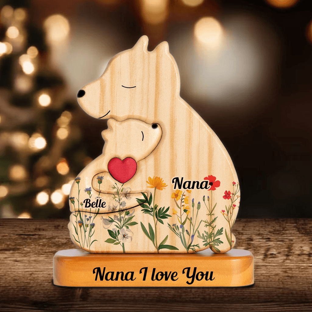 Flower Single Parent Bear Puzzle - Christmas Pet Carvings