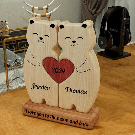 Teddy Bear Family Puzzle - Wooden Bears Family - Pet Carvings Gift