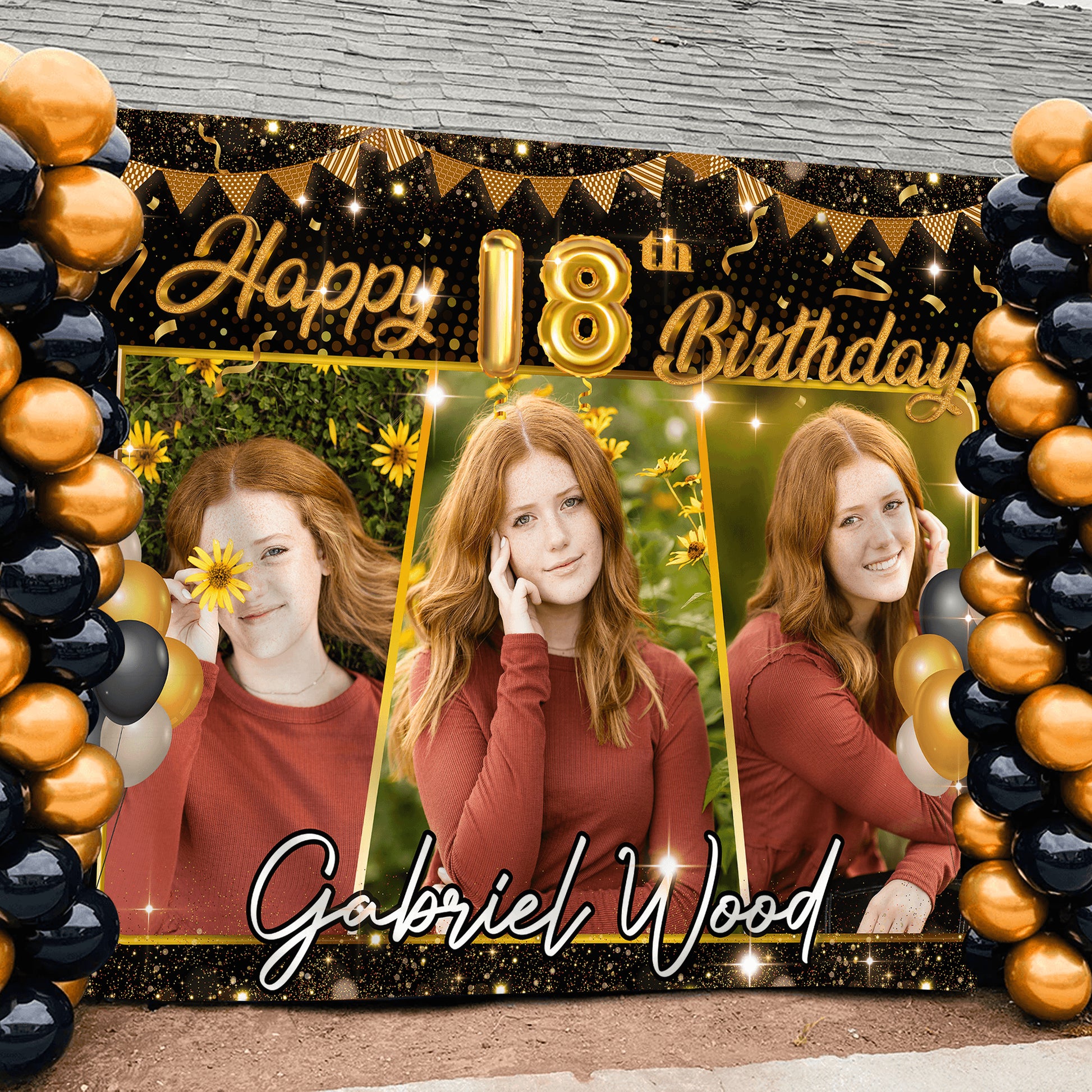 Glitter and Bubble Happy Birthday Party Backdrop - First Birthday Party - Personalized Custom Birthday Party Backdrop