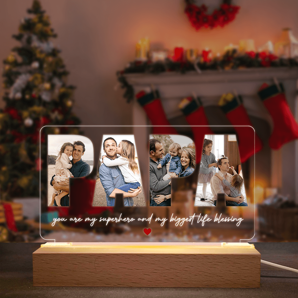 Personalized Dad Photo Gift - Best Dad Ever Night Light - Father's Day
