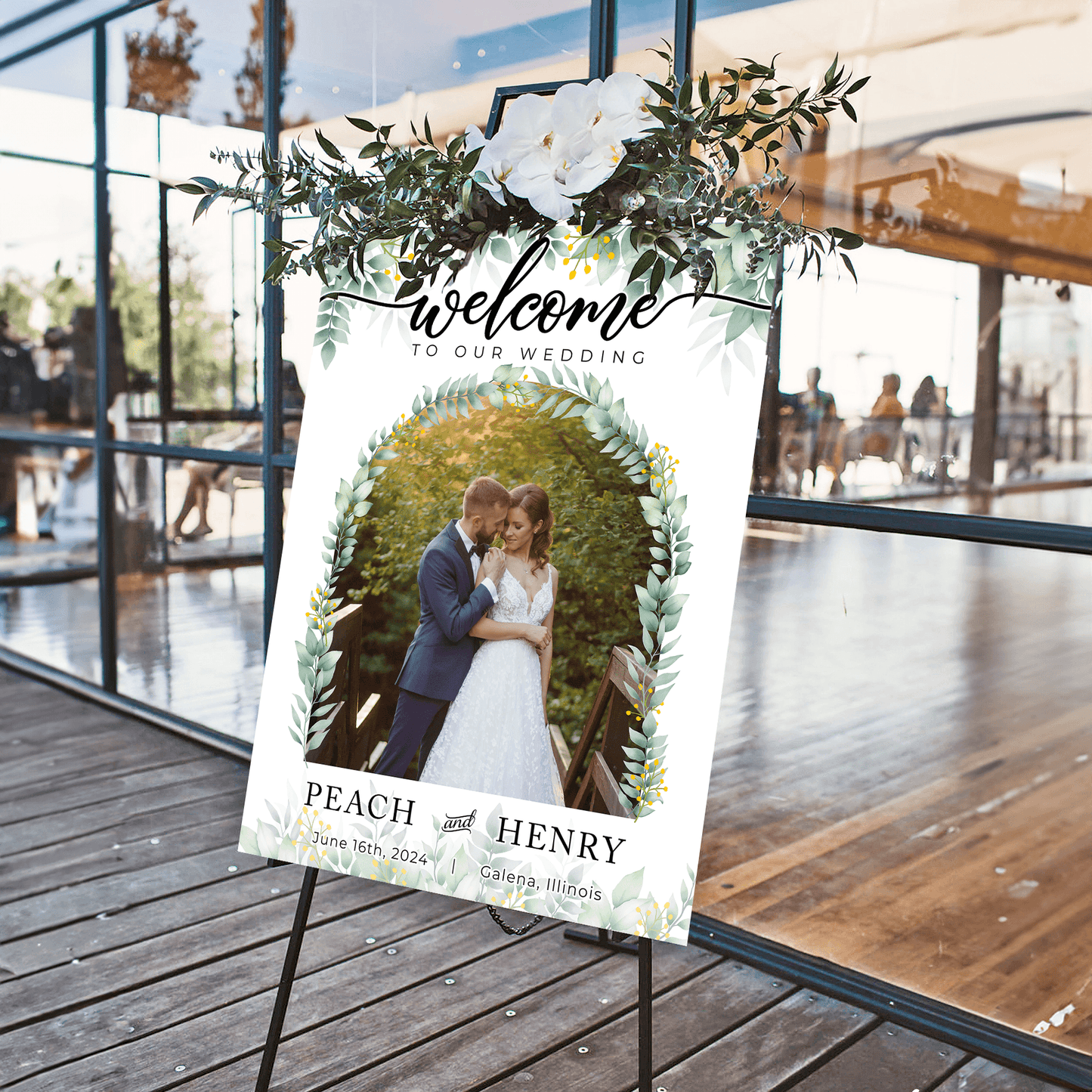 Flower Wedding Welcome Sign - Modern Wedding Decoration