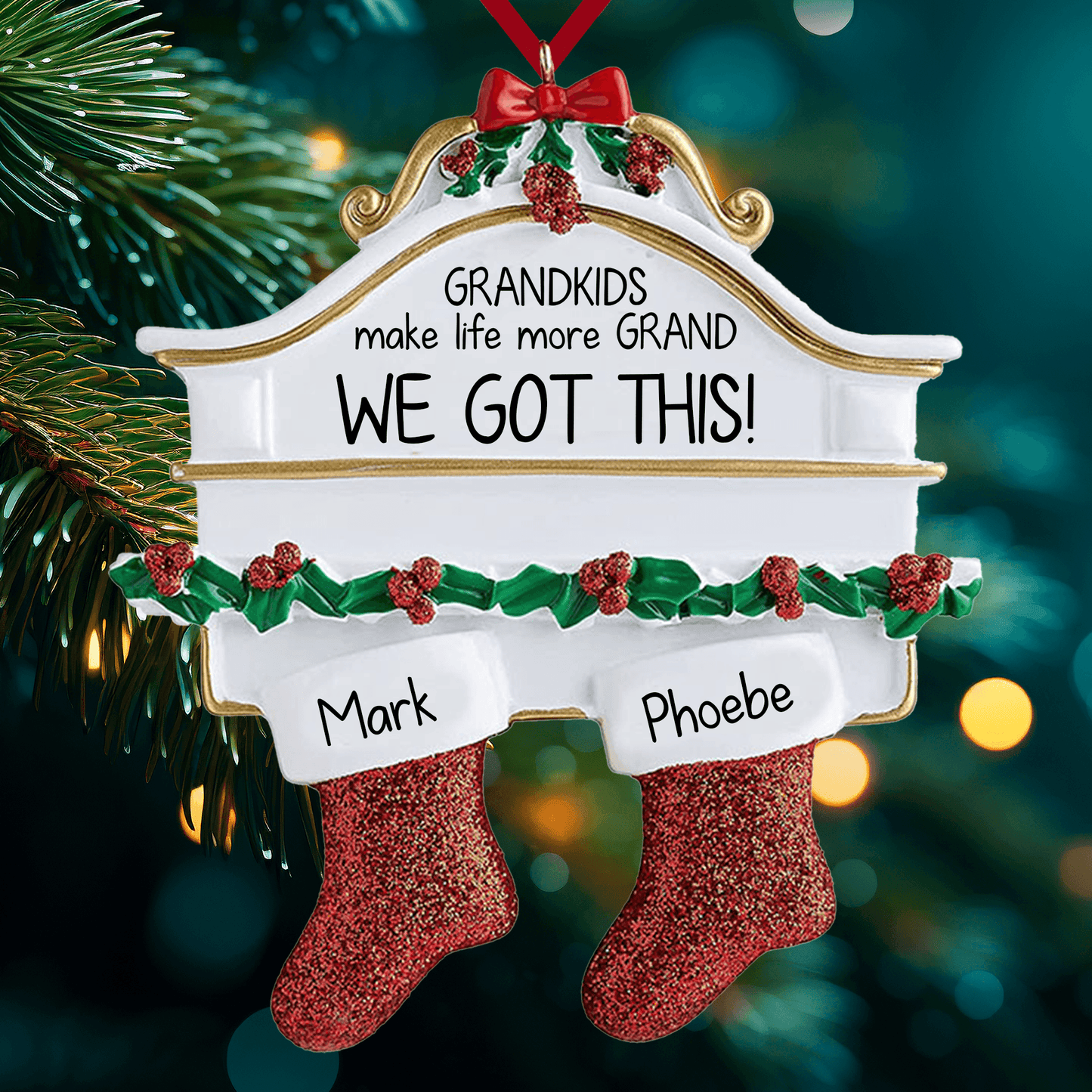 Family Christmas Fireplace Ornament - Christmas Family Ornament
