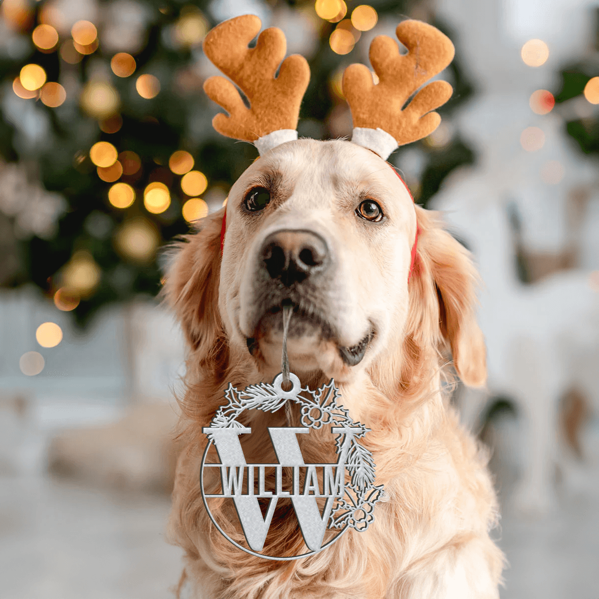 Personalized Christmas Metal Ornament - Custom Name Design