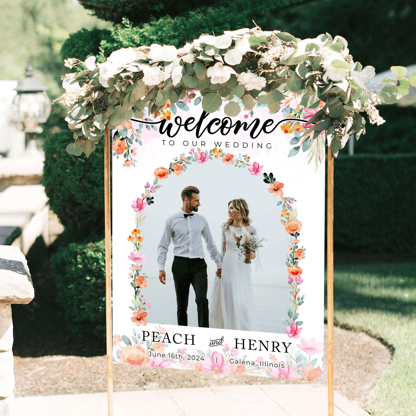 Flower Wedding Welcome Sign - Modern Wedding Decoration