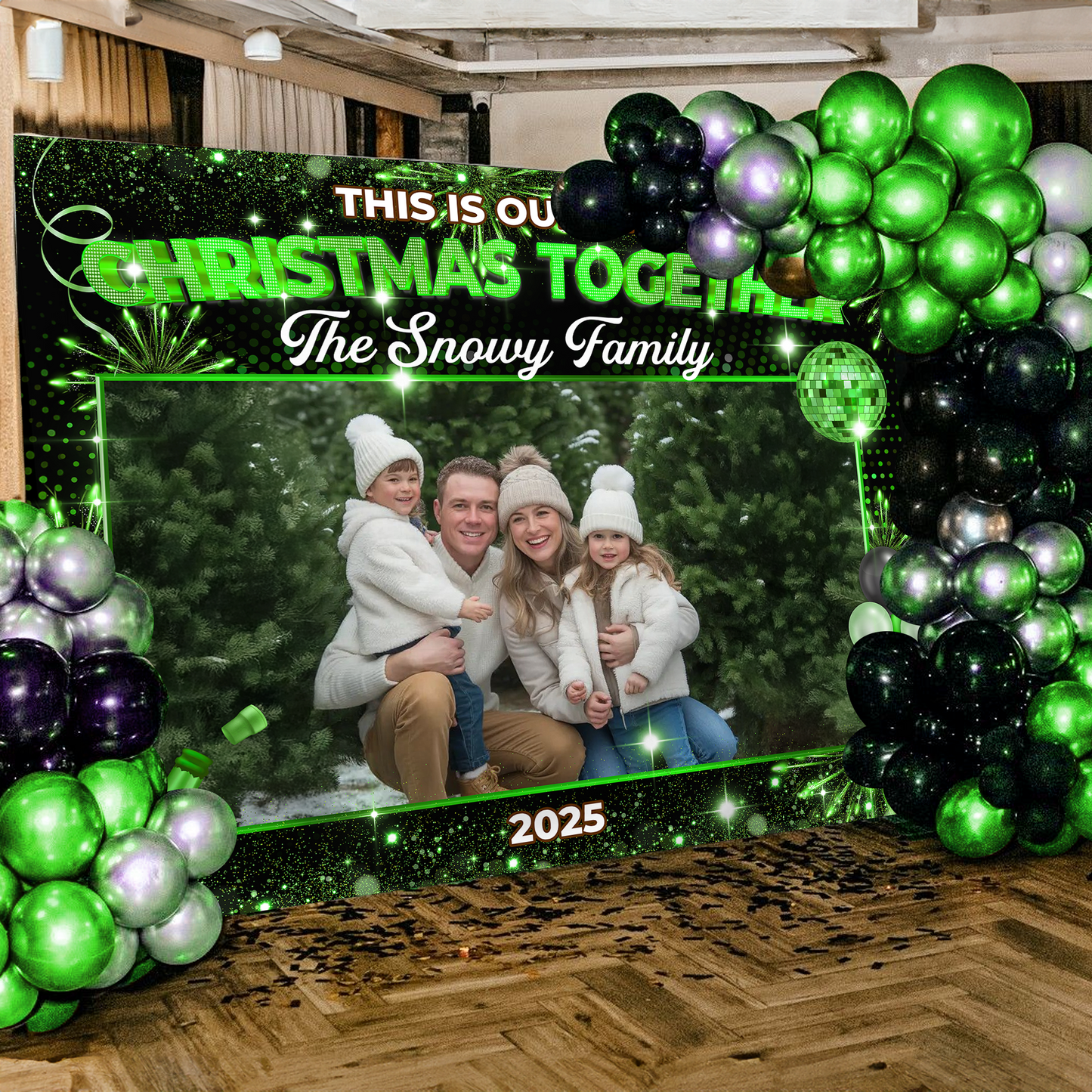 Christmas Party Backdrop - Personalized Custom Christmas Party Backdrop