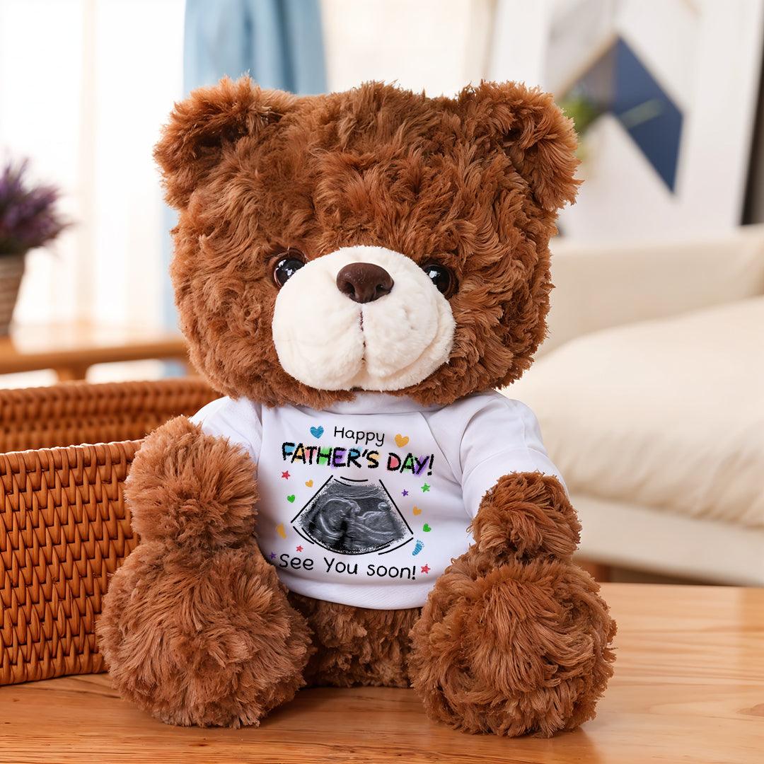 Happy Father's Day - See you soon - Teddy Bear With Personalized Photo T-Shirt