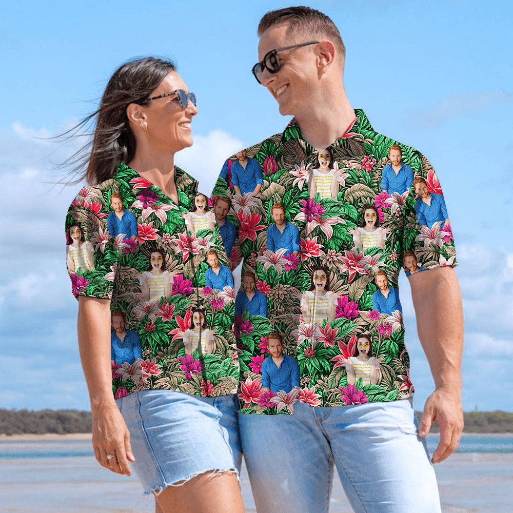Personalized Jungle Family Photo Name - Custom Hawaiian Shirt