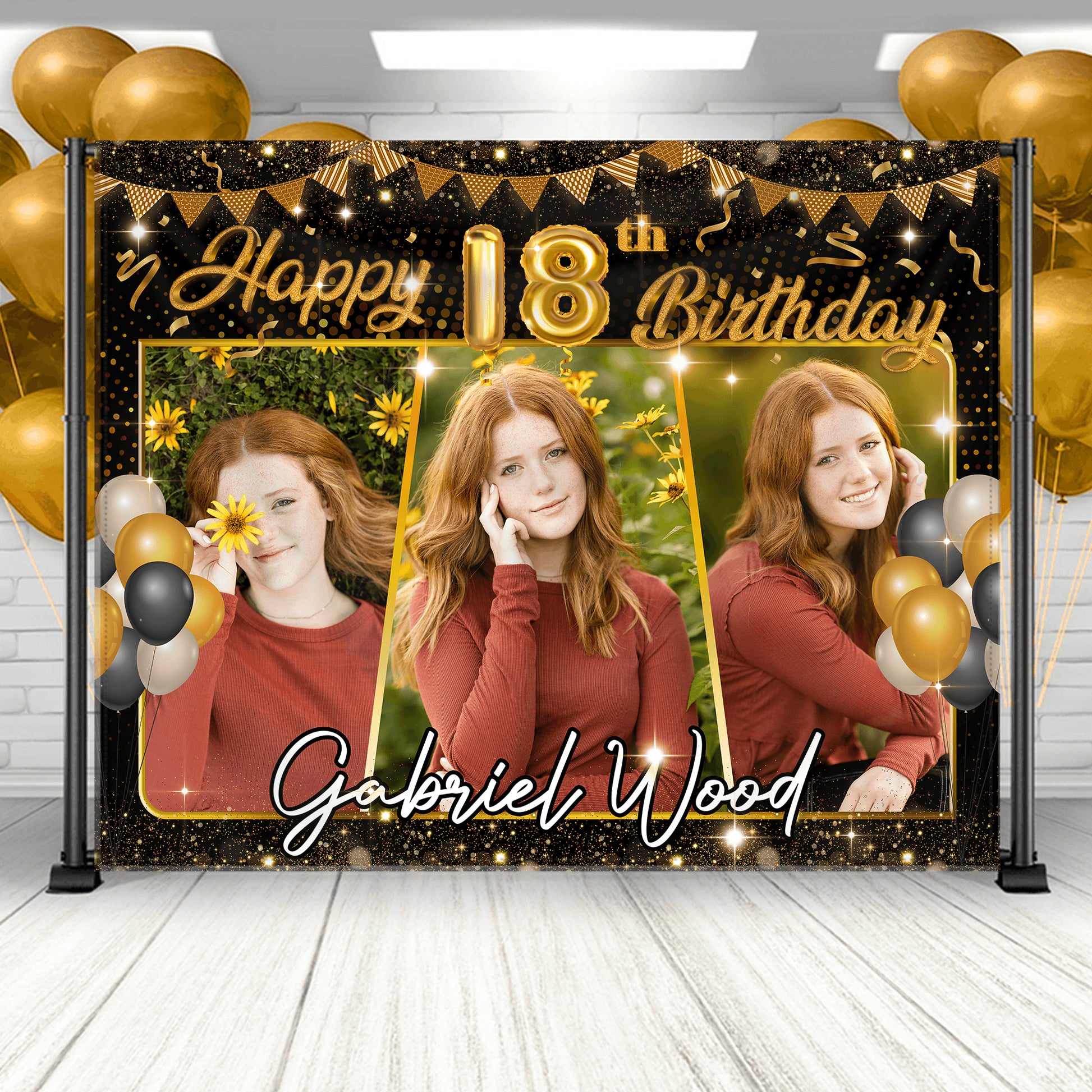 Glitter and Bubble Happy Birthday Party Backdrop - First Birthday Party - Personalized Custom Birthday Party Backdrop