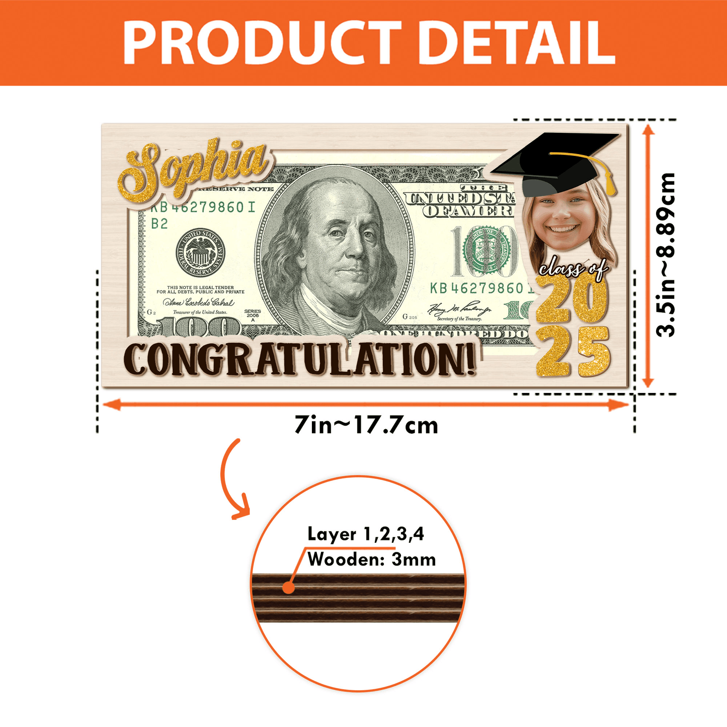 2025 Money Gift Holder - Personalized Graduation Money Holder