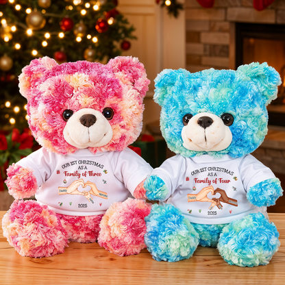 Personalized Baby's First Christmas As A Family - Teddy Bear With Personalized Photo Shirt