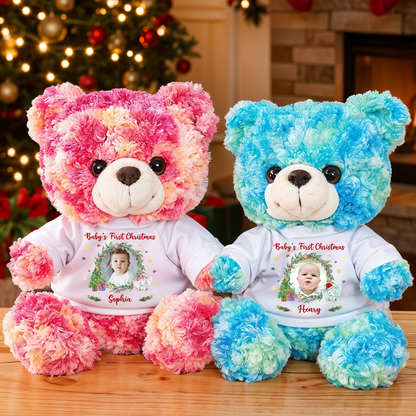 Baby's First Christmas - Teddy Bear With Personalized Photo Shirt