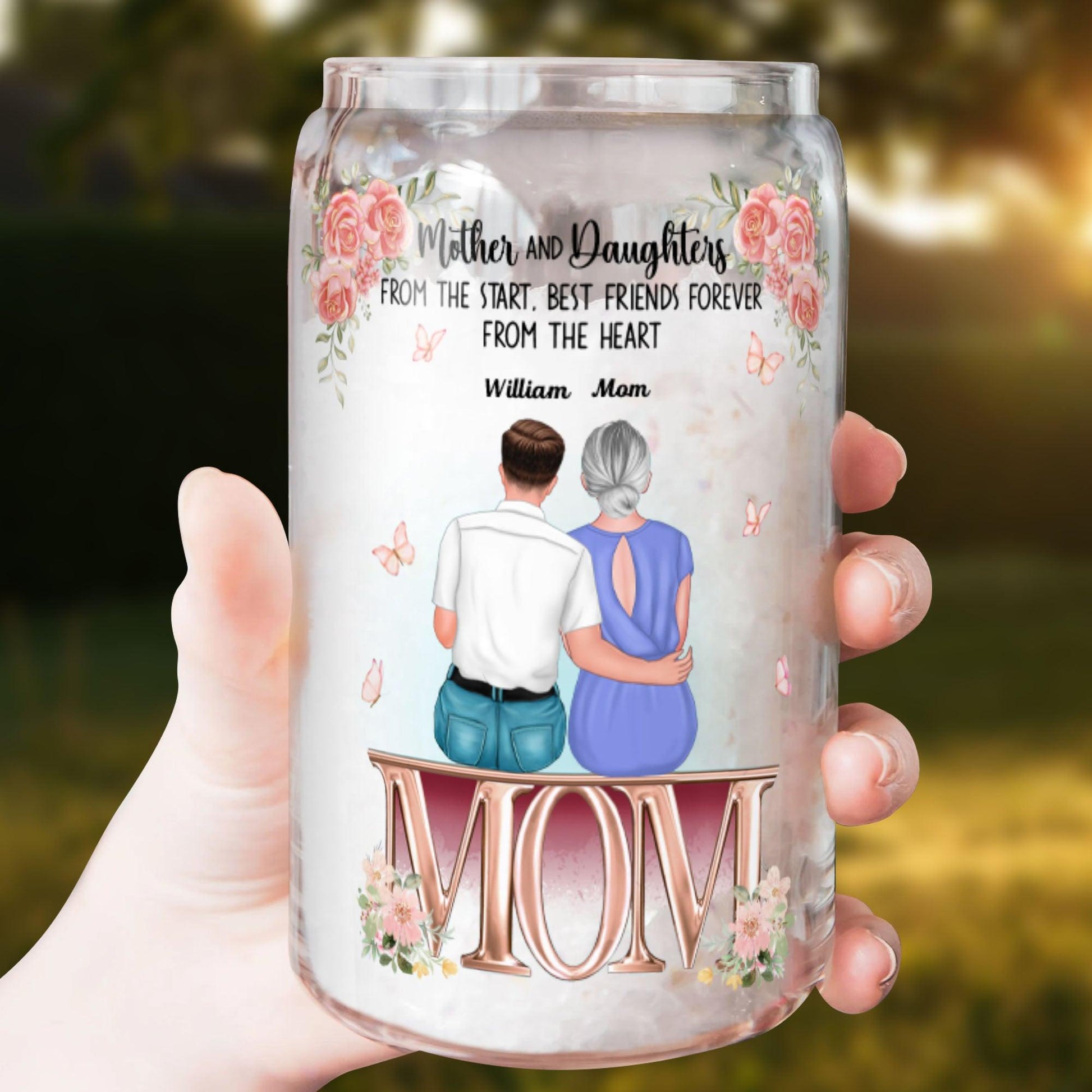 Mother and Daughter Bottle - Personalized Glass Bottle Mother Gift