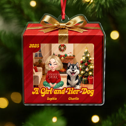 A Girl And Her Dogs - Personalized Custom Acrylic Ornament