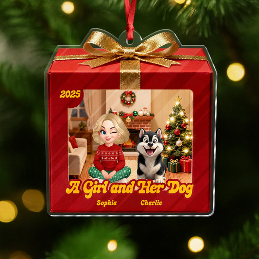 A Girl And Her Dogs - Personalized Custom Acrylic Ornament