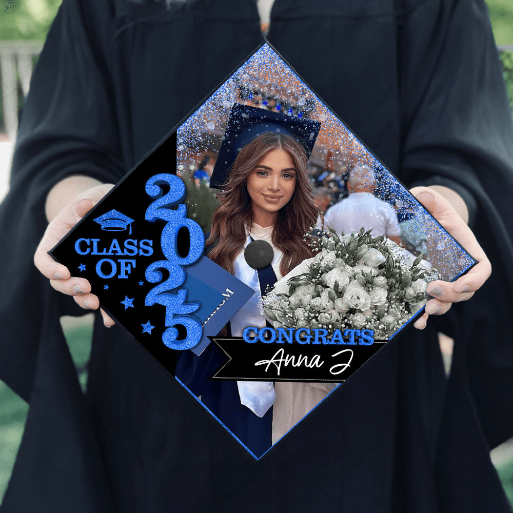Gliiter Cap Topper Class of 2025 - Decorations For Grad Cap