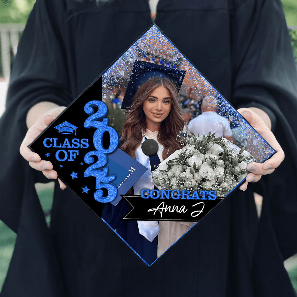 Gliiter Cap Topper Class of 2025 - Decorations For Grad Cap