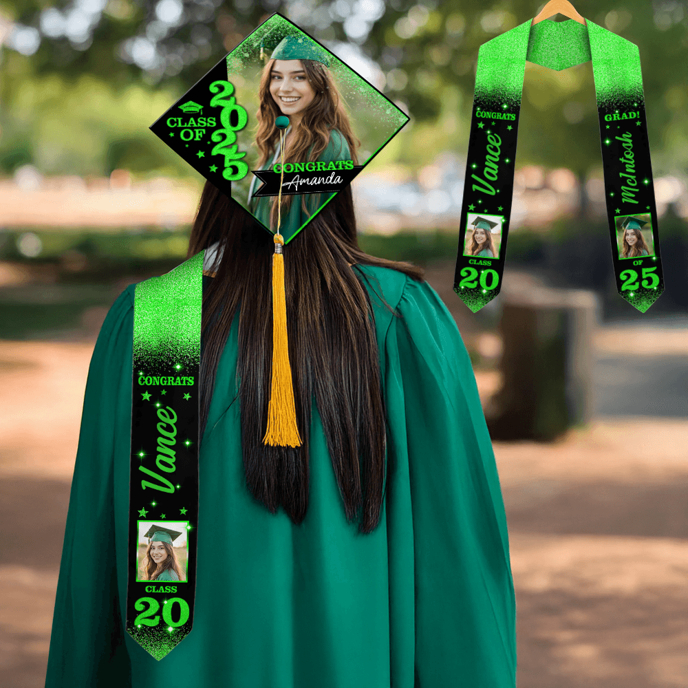 2025 Grad Cap and Stole - Personalized Cap and Stoles For Grad
