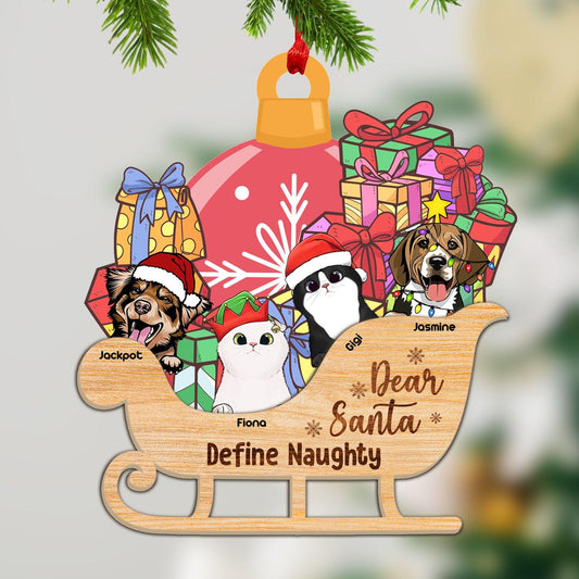 Dear Santa Define Naughty - Personalized Pet Wooden Ornament