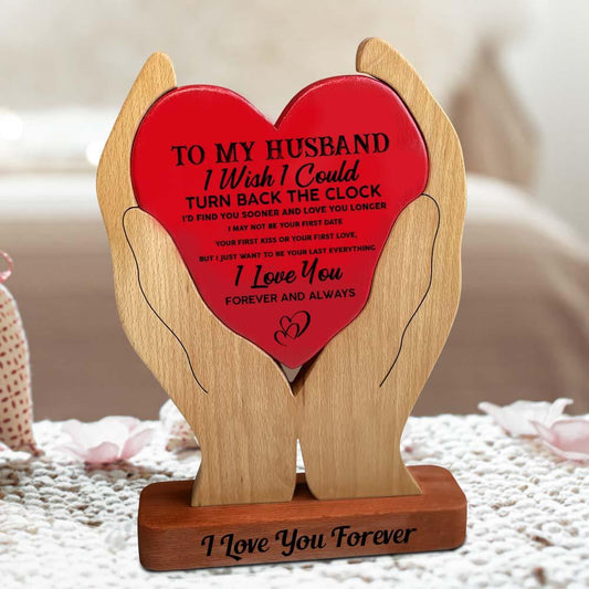 To My Husband Wooden Couple - Wooden Family Carvings For Couple