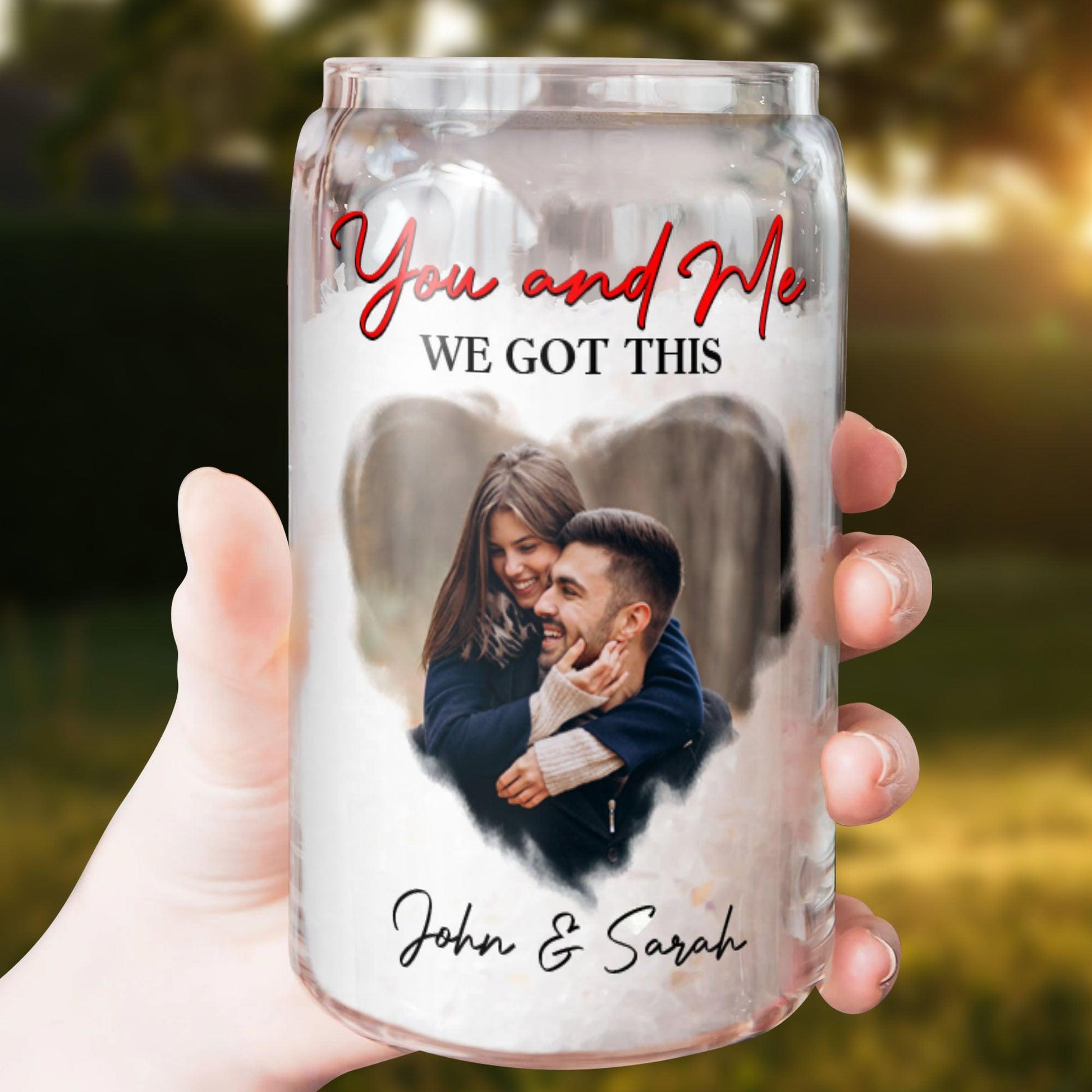 You and Me We Got This - Personalized Frosted Glass Bottle with Lid