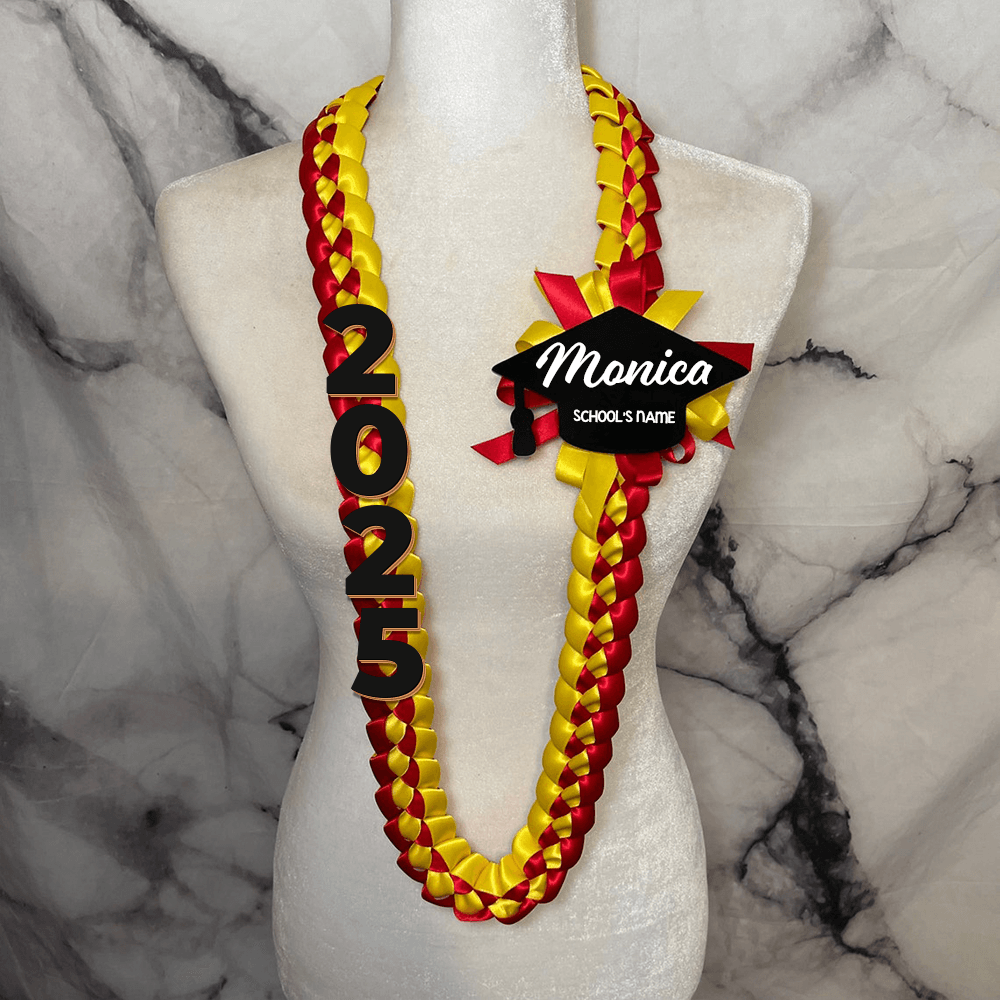 Custom Stole and Ribbon Lei And Acrylic Graduation Cap 2025 - Graduation Lei & Sash Combo