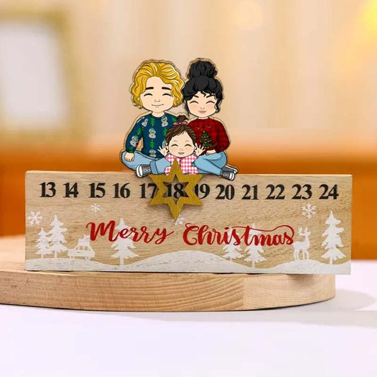 Wooden Family Calendar Countdown Christmas - Christmas Tree Calendar