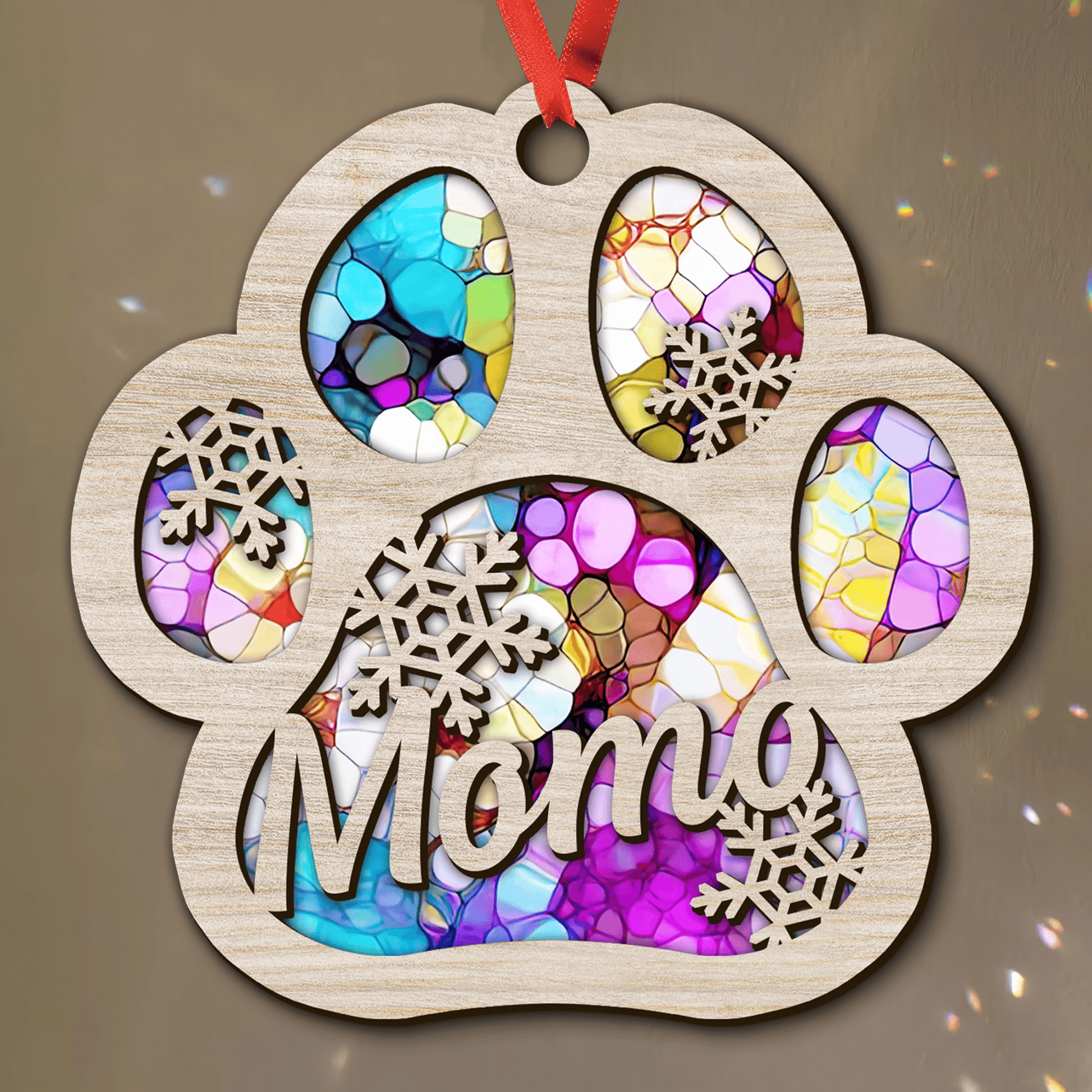 Colorful Paw Personalized Suncatcher - Pet Lover Ornament