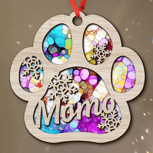 Colorful Paw Personalized Suncatcher - Pet Lover Ornament
