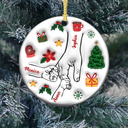 Holding Hand Christmas Vibe - Personalized Ceramic Ornaments - 3D Effect Ornament