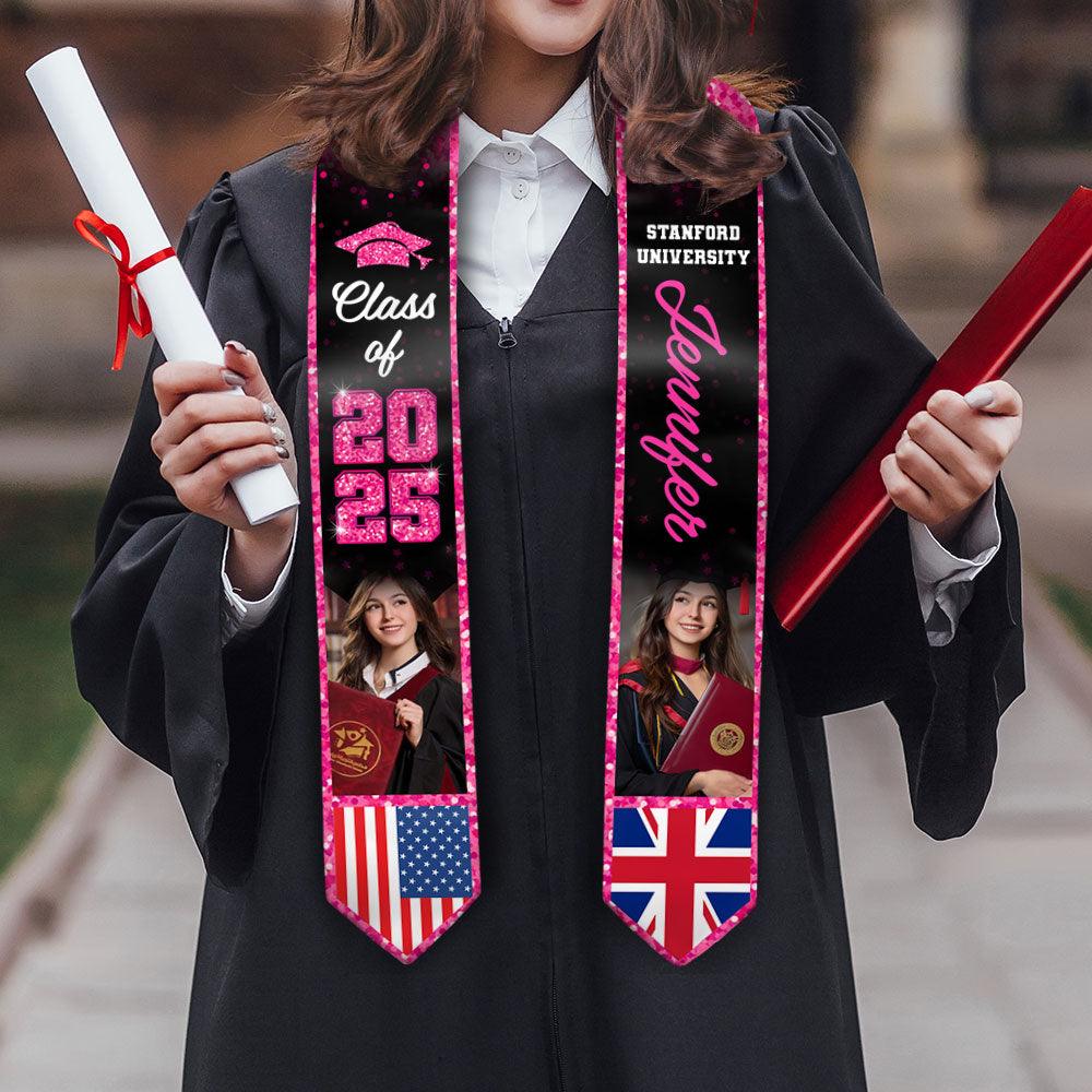 Custom Graduation Stole with Photo - Class of 2025 Sash