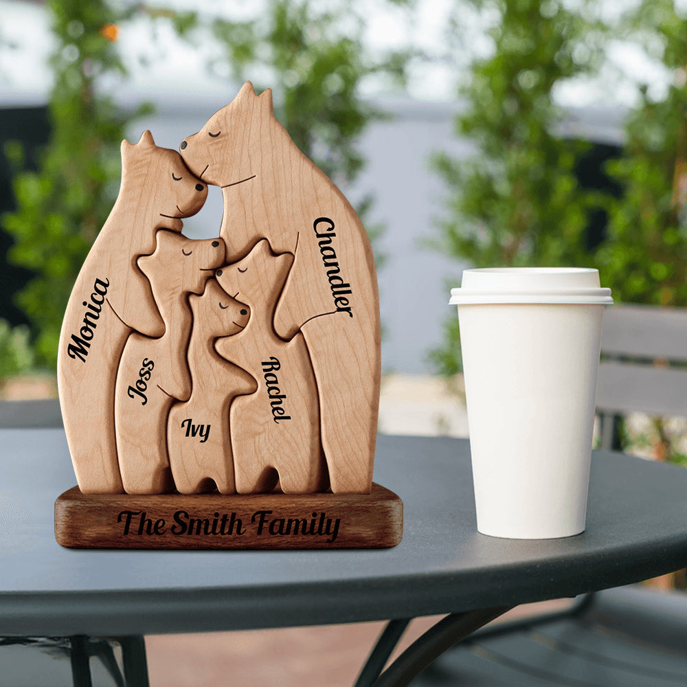 Big Size Wooden Bears Family - Wooden Pet Carvings Puzzle